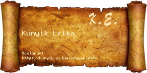 Kunyik Erika névjegykártya
